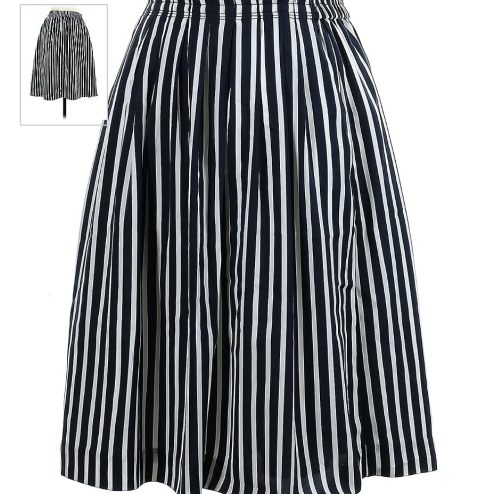 Brand New J. Crew Mercantile Vertical Striped Navy Blue & White Lined Skirt
